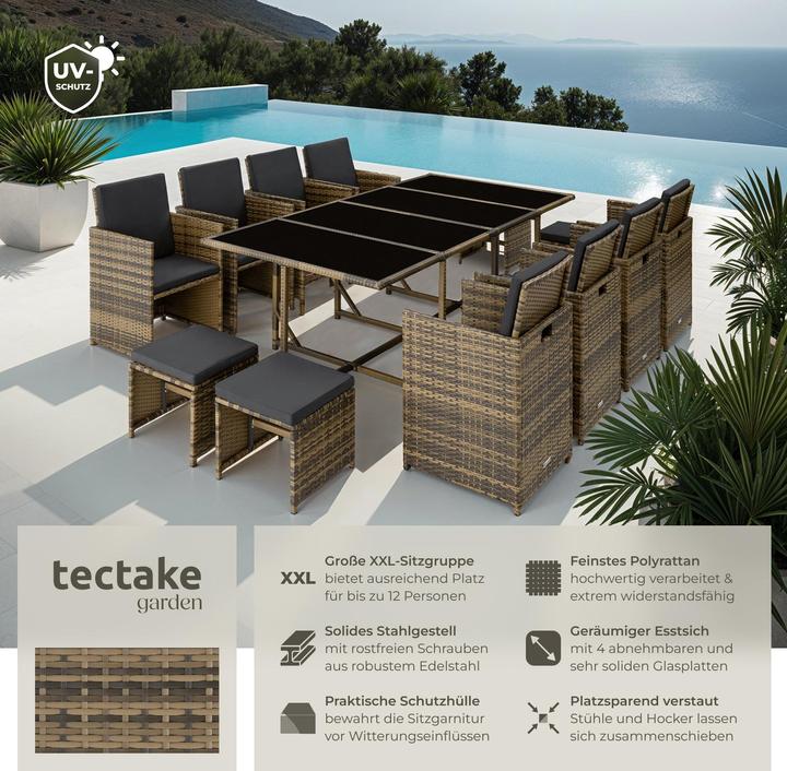 Immagine prodotto tectake Set da giardino in rattan Palma, 8+4+1