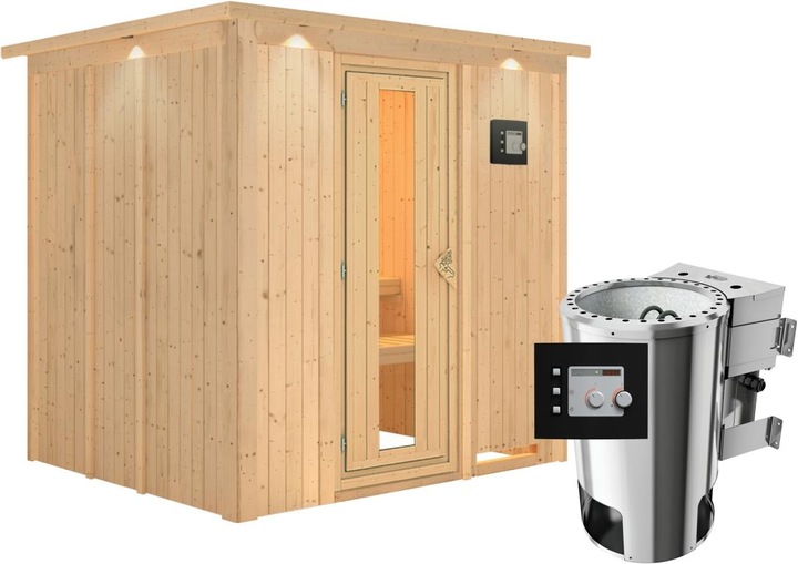 Insulated wooden door with insulating glass