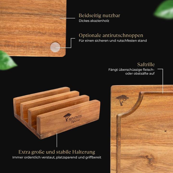 Image du produit Revontis Schneidebrett-Set mit Halter & Saftrille
