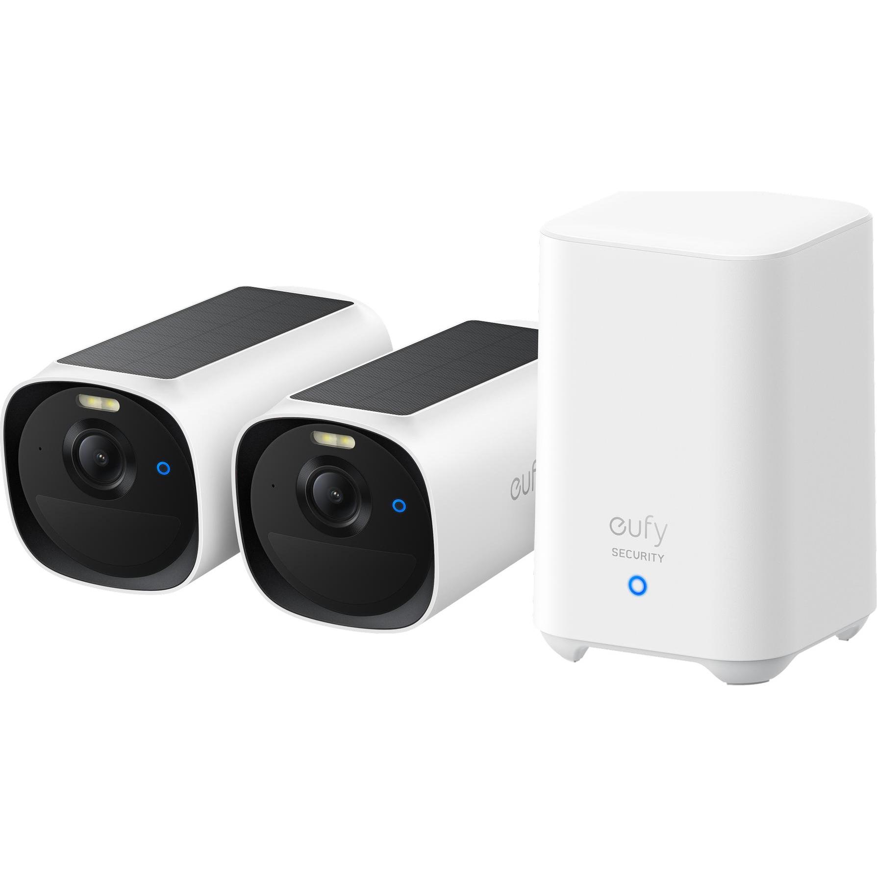 eufy Anker EufyCam 2x E40 + HomeBase 2 16GB Human detection (2688 x 1520 pixel), Telecamera di rete, Nero, Bianco