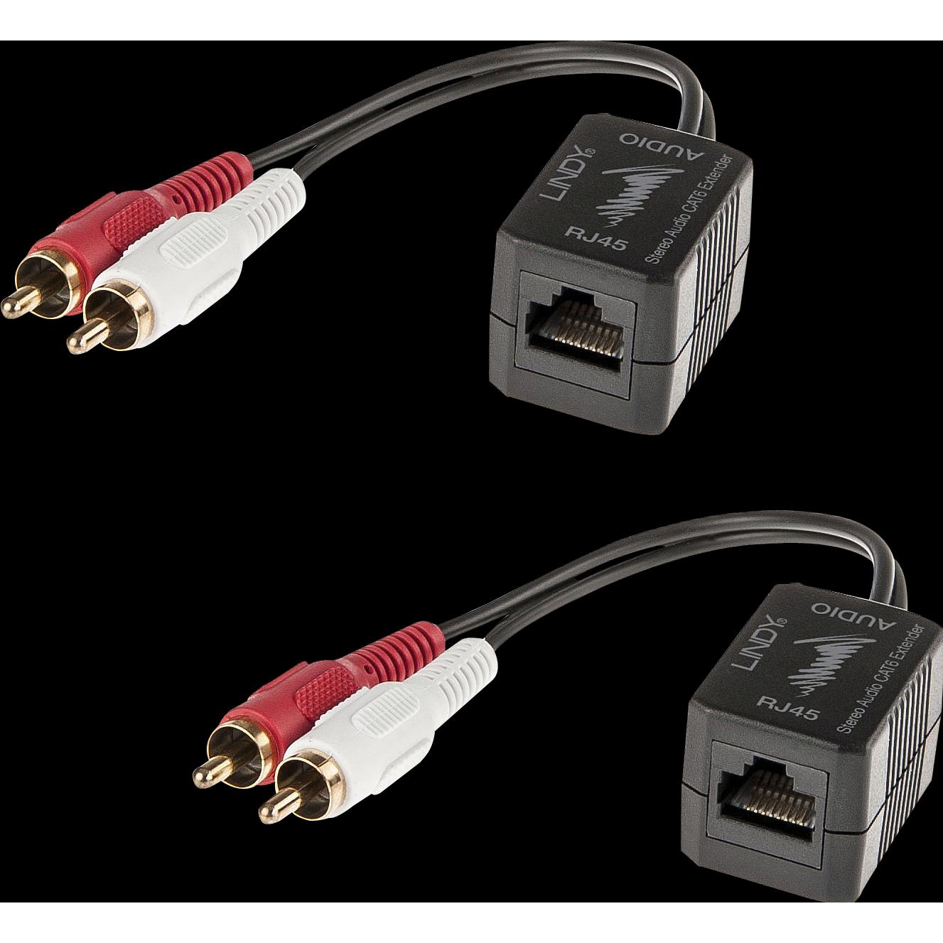 Thumbnail - Lindy Cat.5/6 100m 2x RCA (Extender), Audio Adapter, Schwarz
