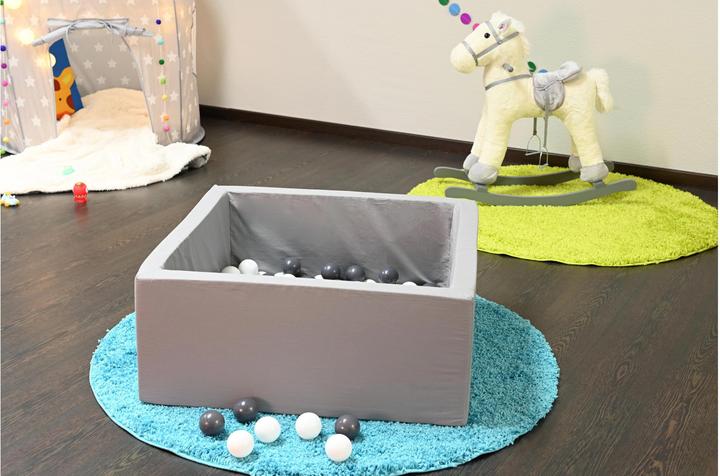 Produktbild Knorrtoys Bällebad soft eckig "Grey" - 100 balls grey/white