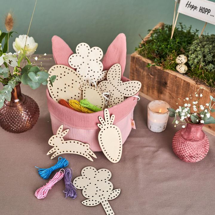 Immagine prodotto Papierdrachen Nido di Pasqua con orecchie da coniglietto in mussola rosa 01 (1 x, 19 x 16 cm)