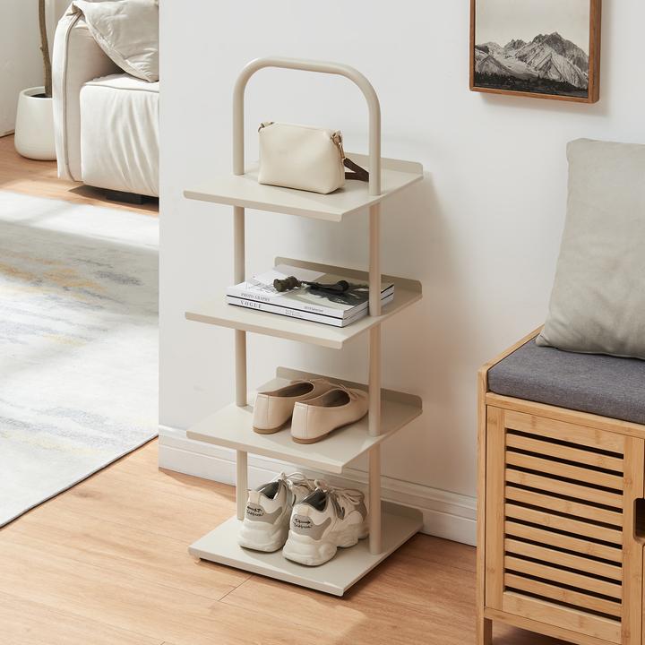 Produktbild En.Casa Schuhregal Poytya Stahl 96x34x32 cm Champagne