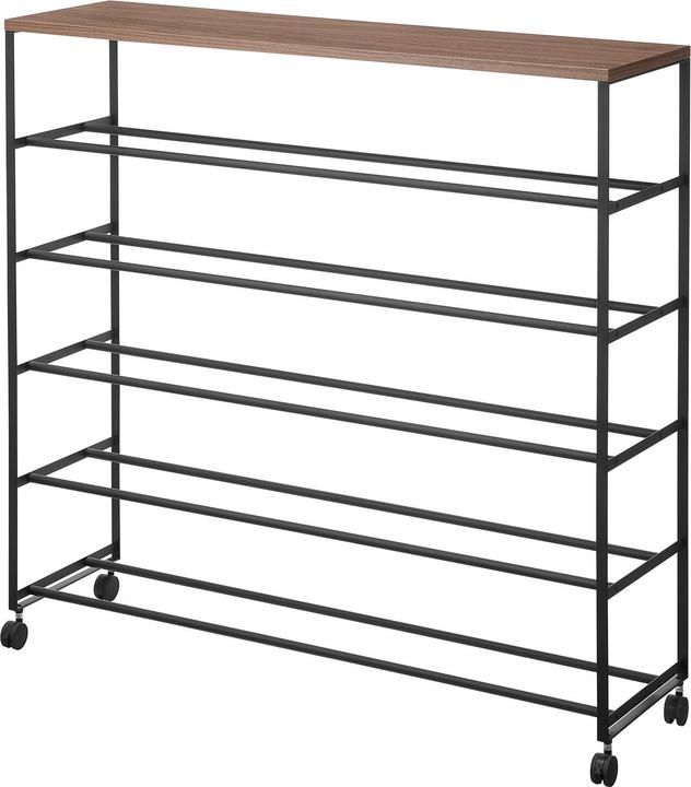 Produktbild Yamazaki TOWER 5-stöckiges Schuhregal mit Holzablage und Rollen