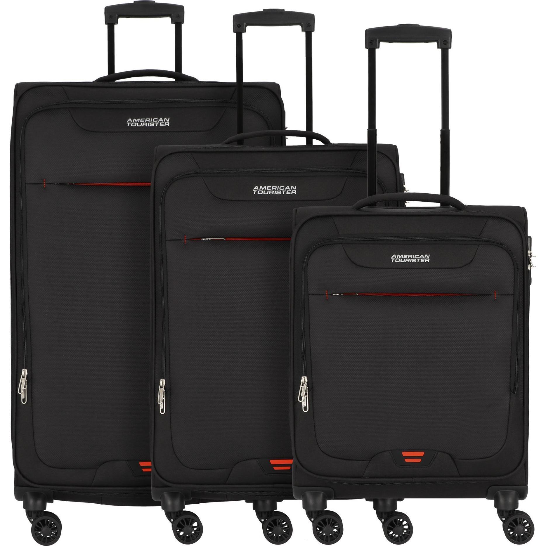 American Tourister, Koffer, Street Roll 4 Rollen Kofferset 3-teilig, Schwarz, (215 l, XL (ab 115l))