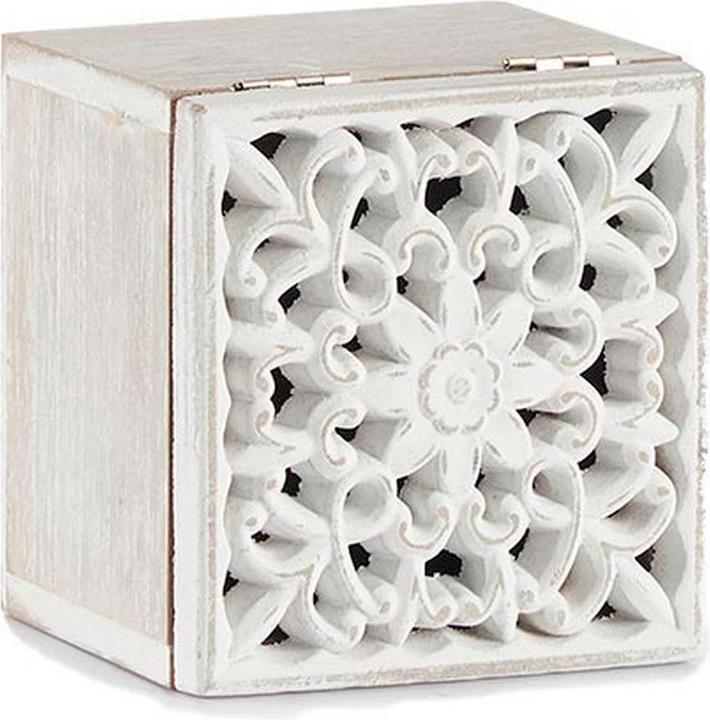 Actual product image Giftdecor square wooden openwork box white