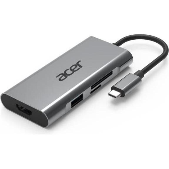 Acer 7in1 Type-C Dongle ADK040 1xHDMI/3xUSB3.0/1xUSB-C/1xSD/1xmicSD (USB-C, 7 Ports), Dockingstation