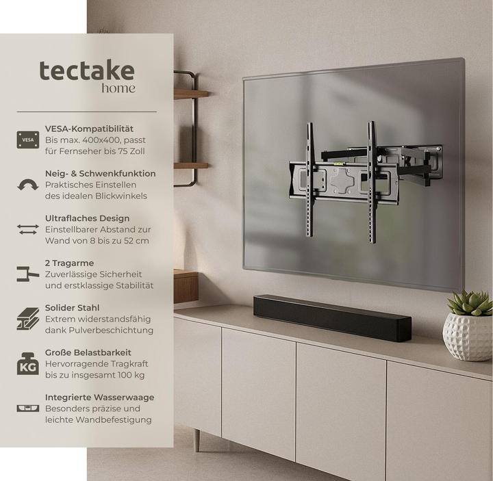 Actual product image tectake TV wall mount (Wall, 100 kg, 26" - 55")