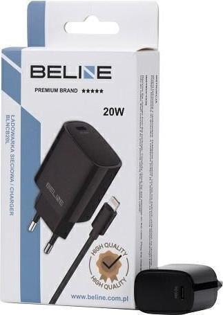 Produktbild Beline Ład. siec. 1x USB-C 20W + kabel lightning czarna /black PD 3.0 BLNCB20L (20 W)