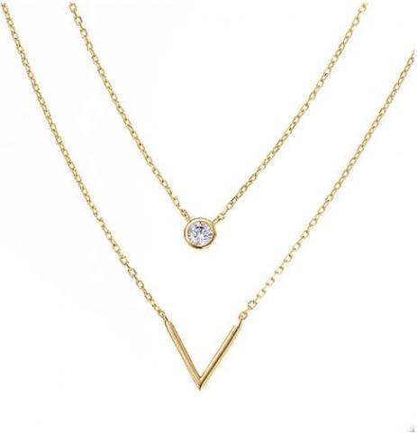 Immagine prodotto Lara COLLANA Placcato - 40 - ZIRCONI - 2 FILE