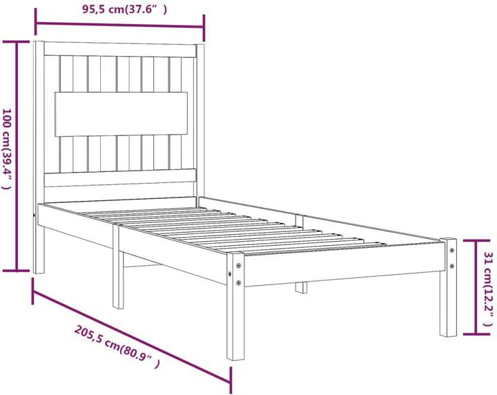 Produktbild vidaXL Bettgestell (90 x 200 cm)