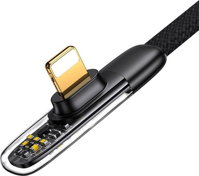 Actual product image Usams Cable kątowy USB-C na Lightning PD 20W Fast Charging Iceflake Series 2m czarny/black SJ586USB0 (2 m, USB 2.0)