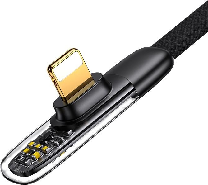 Produktbild Usams Kabel kątowy USB-C na Lightning PD 20W Fast Charging Iceflake Series 2m czarny/black SJ586USB0 (2 m, USB 2.0)