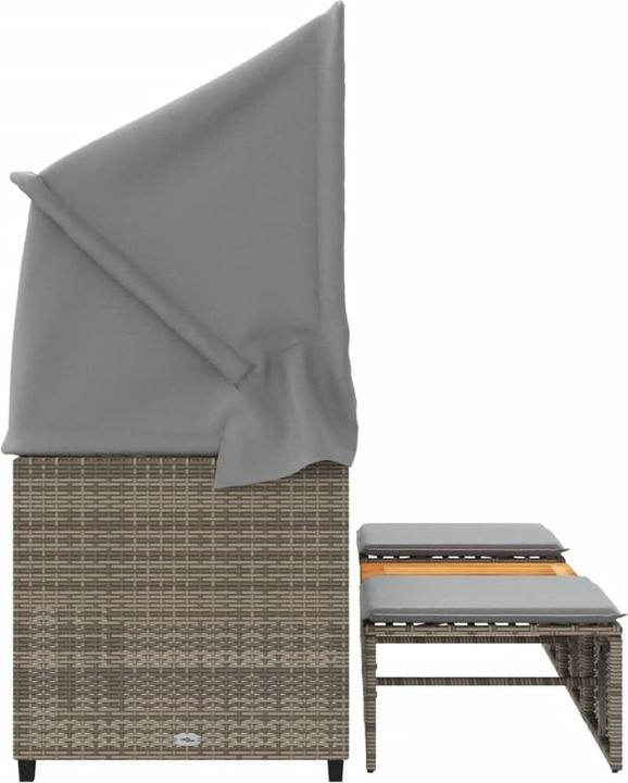 Produktbild vidaXL Outdoor-Sofa 3-Sitzer mit Dach und Hockern