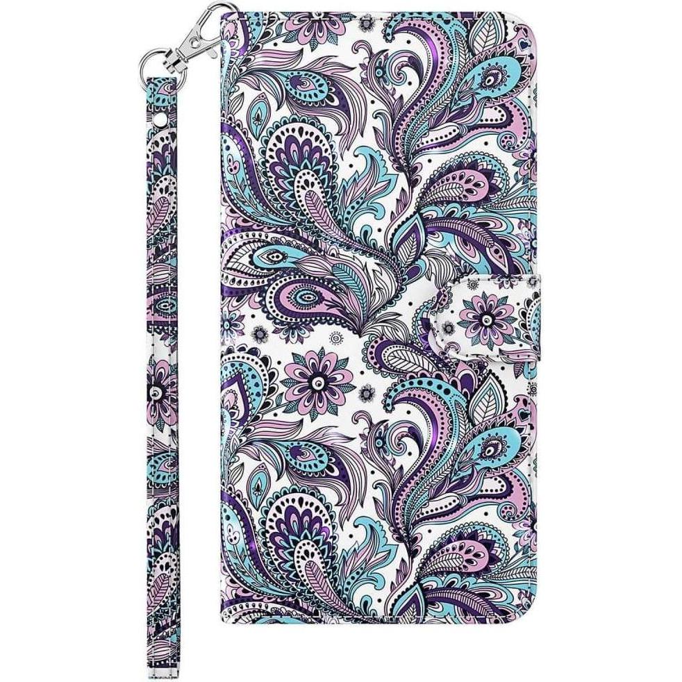 Cover-Discount Galaxy A14 - Etui Glitzer Effekt Paisley (Samsung Galaxy A14), Smartphone Hülle, Mehrfarbig
