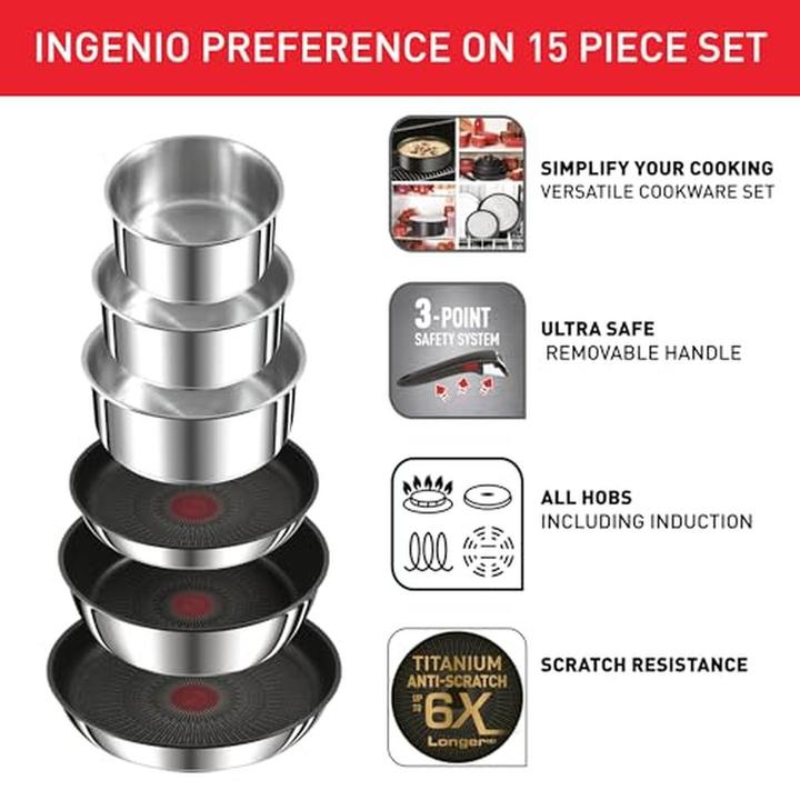 Produktbild Tefal Ingenio Preference On (28 cm, Pfannenset + Topfset, Edelstahl)