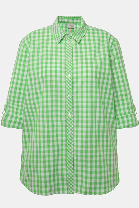 Actual product image Ulla Popken Checkered Long Sleeve Button-Down Shirt (46, 48)