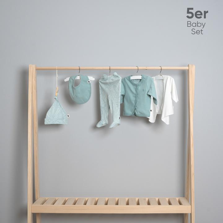 Immagine prodotto TotsTale Premium 5-teiliges Babyset aus Bio-Baumwolle – für Neugeborene – Hose, Mütze, Body u.m. (50, 56, 62, 68)