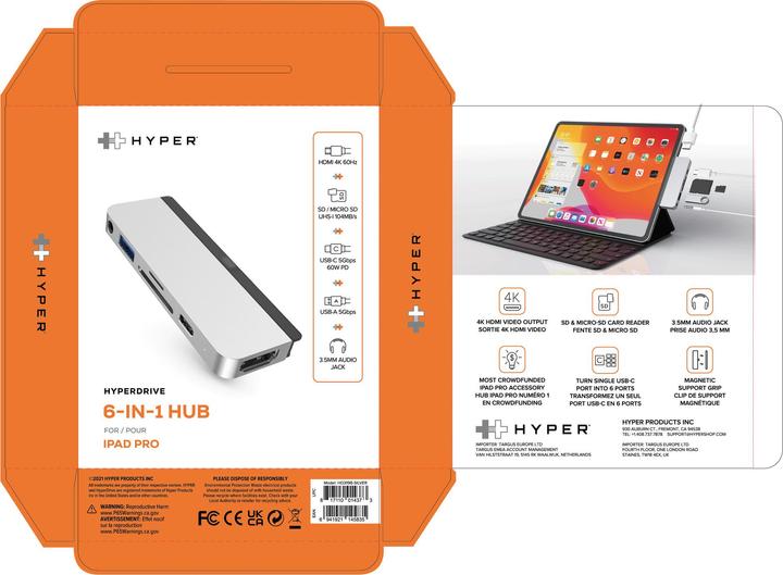 Actual product image Hyperdrive Multiport Hub (USB-C, 6 Ports)