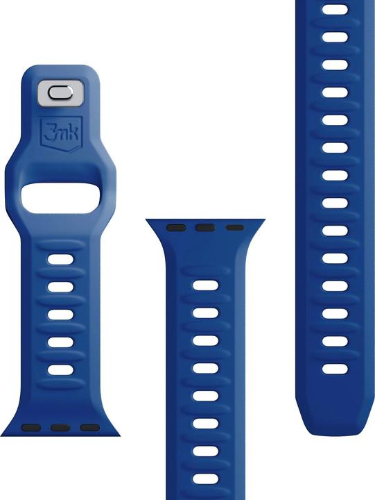 Produktbild 3MK Silicone Watch Strap Niebieski/Blue dla Apple Watch 42/44/45/49mm (42 mm, 49 mm, 45 mm, 44 mm, Silikon, Edelstahl)