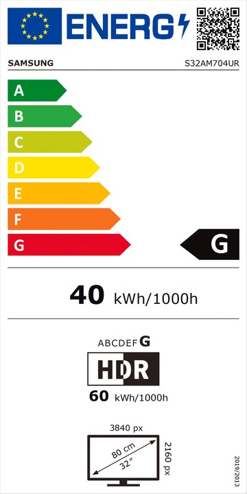 Energie-Label Samsung Smart Monitor M7 S32AM704UU (3840 x 2160 Pixel, 31.50")