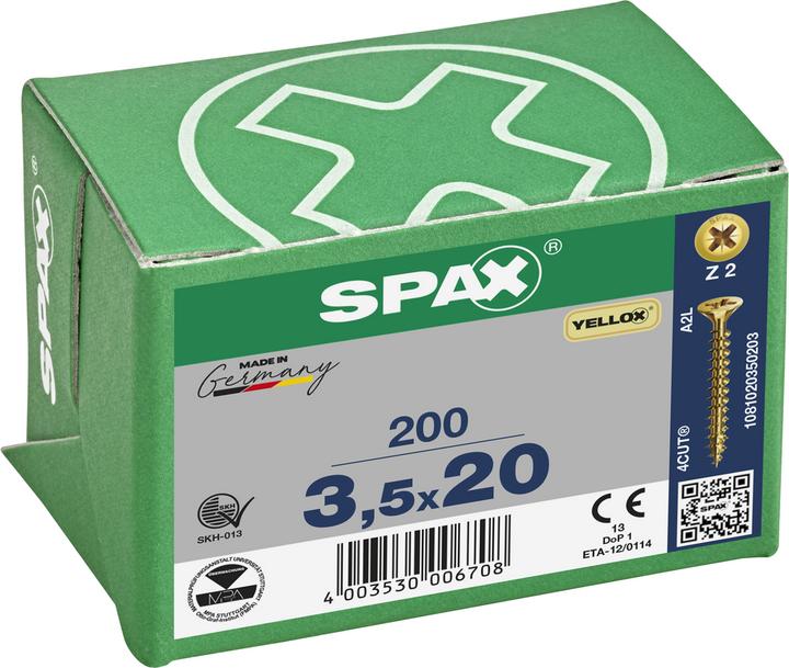 Produktbild Spax Senkmultikopf Kreuzschlitz Z2 Vollgewinde Yellox (200 Schrauben pro Stück)