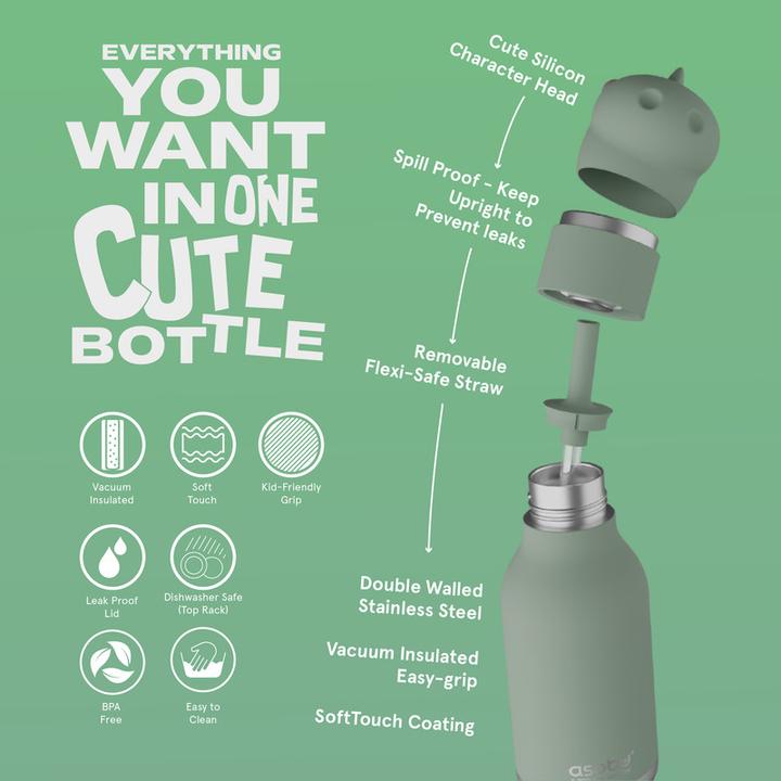 Actual product image Asobu Beasts Dinosaur - Thermos Bottle With Straw 460 Ml (0.46 l)