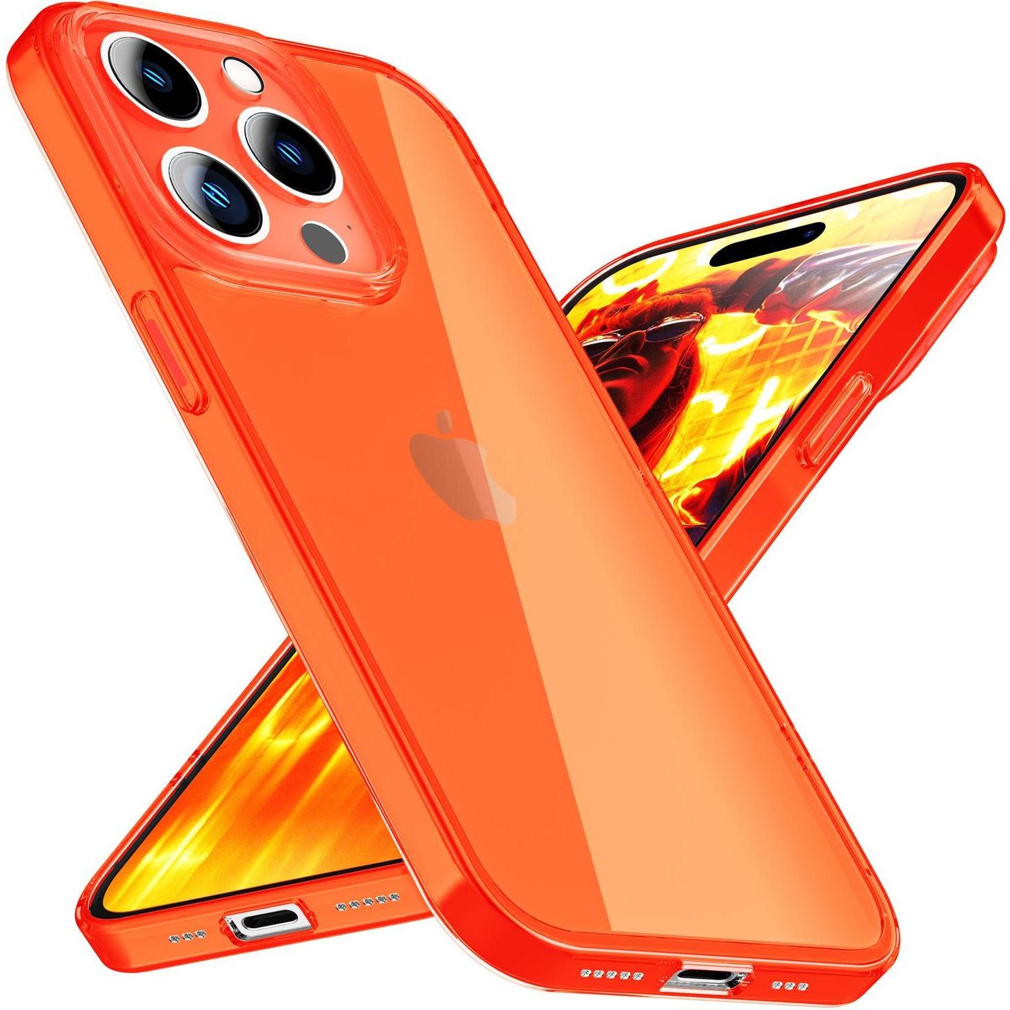 Thumbnail - Nalia Klar Transparente Neon Silikon Hülle (Apple iPhone 15 Pro Max), Smartphone Hülle, Orange