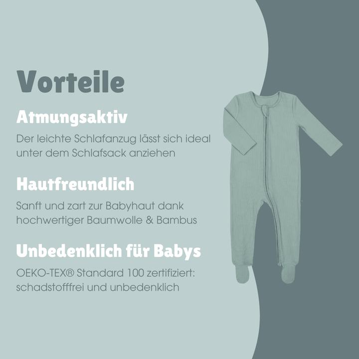 Produktbild Emma & noah Schlafanzug mit Füssen Essential Mint (62)