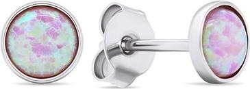 Produktbild Brilio Silver - Silver stud earrings with pink synthetic opals EA579WP
