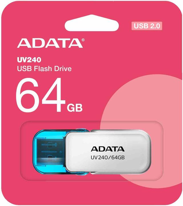 Image du produit Adata Clé USB UV240 64 Go, blanche (64 Go, USB-A)