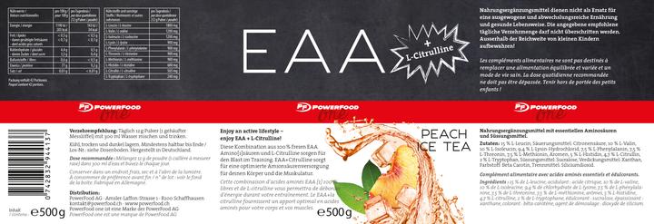 Nährwerte und Zutaten Powerfood Eaa (Pfirsich, 1 Stk., 500 g)