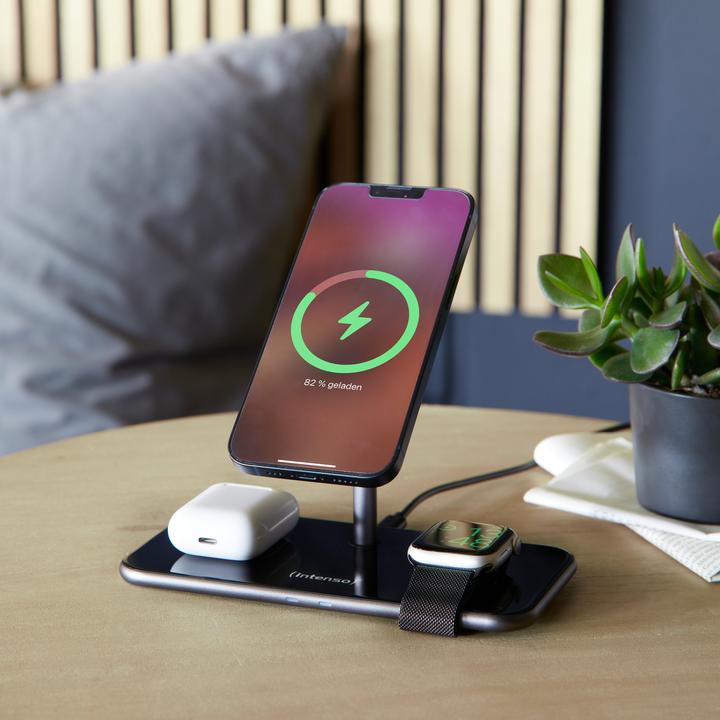 Produktbild Intenso 3in1 Magnetic Wireless Charger MB13 schwarz (15 W)