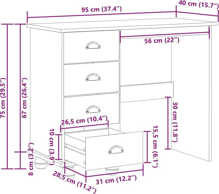 Immagine prodotto vidaXL Schreibtisch (40 x 40 x 75 cm)