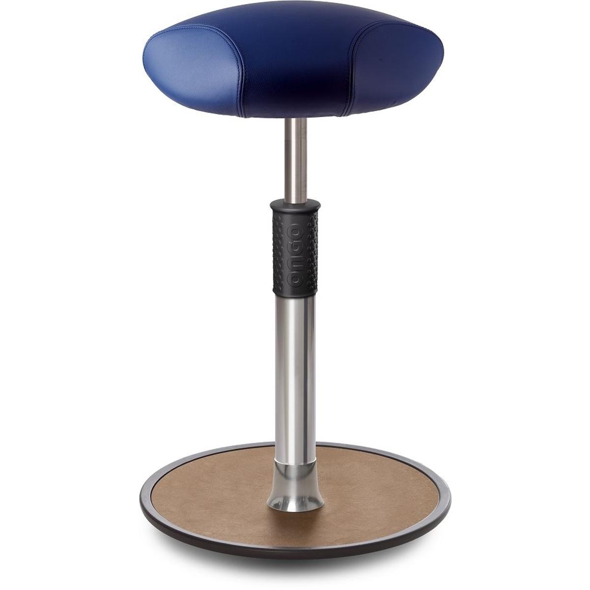Ongo, Bürostuhl, Sitz- Stehhocker Free Tall Triangel Boxmark Leder Blau Chrom /Natur