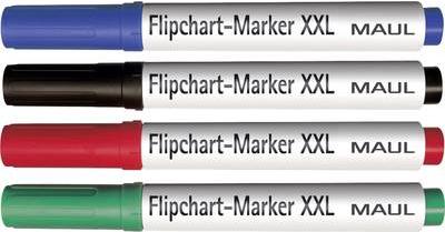 Produktbild Maul Flipchart-Marker XXL, sortiert, 4er Set in den Farben: je 1x rot, blau, grün, schwarz (4x)