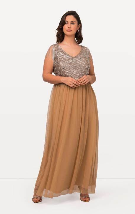 Immagine prodotto Ulla Popken Maxi abito dal taglio smanicato con scollo a V e paillettes (42, 44)