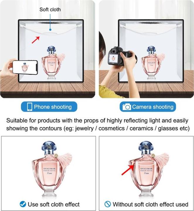 Produktbild Puluz 25cm Folding Portable 3 Modes Ring Light Shooting Tent Box + 6 Dual-side Color Backdrops (Black) (Aufnahmebox)