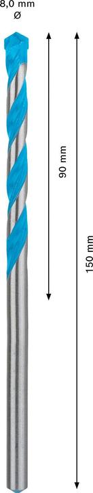 Actual product image Bosch Professional Zubehör Expert CYL-9 MultiConstruction drill, 8 x 90 x 150 mm, d 7.2 mm (8 millimetres)