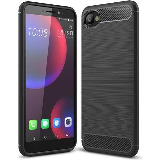 MU Style Carbon Fiber TPU Softcase Series (HTC Desire 12), Smartphone Hülle, Schwarz