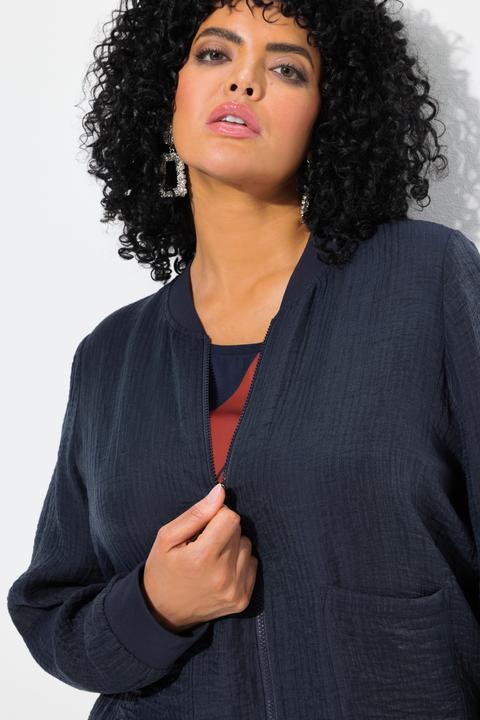 Image du produit Ulla Popken Blouson en Lyocell mélangé. Encolure style veste Teddy. Cordon de serrage (42, 44)