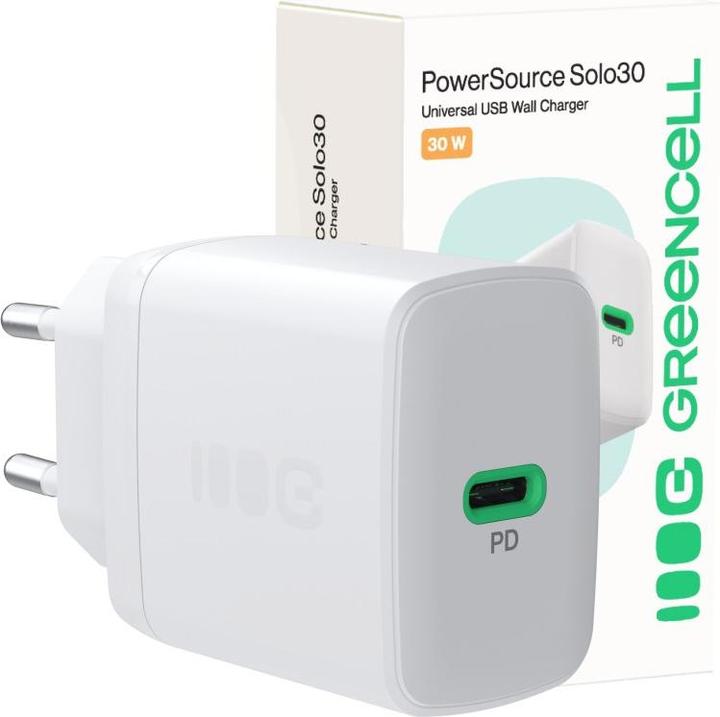 Actual product image GreenCell Charger Green cell Lādētājs PowerSource Solo30 30W White (30 W, 1 portion)