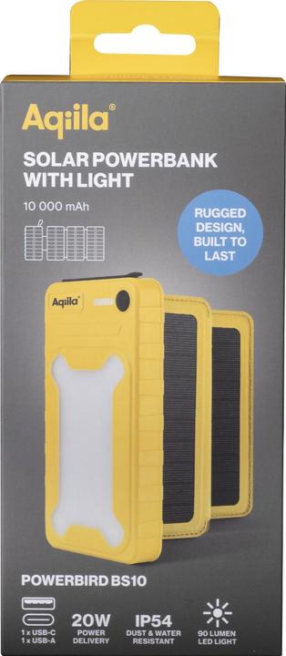 Produktbild Aqiila Powerbird BS10 - solar powerbank 10000 mAh (10000 mAh, 6 W, 37 Wh)