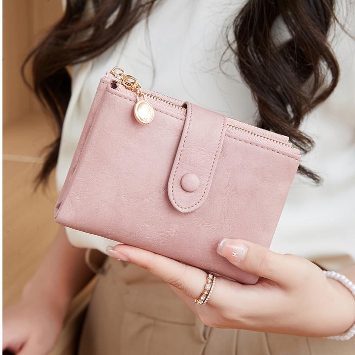 Only-Bags.Store Retro-Brieftasche mit Knopfverschluss, mehreren Kartenfächern, RFID-Blockierung, dreifach
