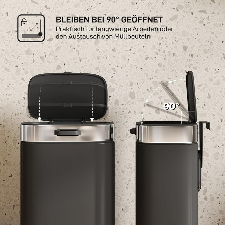 Produktbild Homcom Mülleimer Edelstahl, Kunststoff Schwarz (5 l)