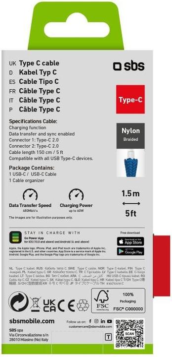 Produktbild SBS Tecabletissuetccb (1.50 m, USB 2.0, 60 W)