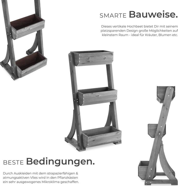 Immagine prodotto tectake Aiuola verticale Flora, legno verniciato, incluso tessuto non tessuto per piante