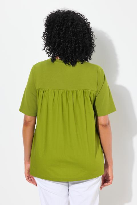 Produktbild Ulla Popken T-Shirt, Materialmix, A-Linie, V-Ausschnitt, Halbarm (58)
