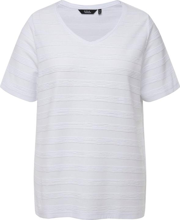 Immagine prodotto Ulla Popken T-shirt con texture a righe, scollo a V e mezze maniche (46, 48)